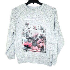 Rare Hollister Small West Coast Calif Pink Floral Womens Gray Sweatshirt